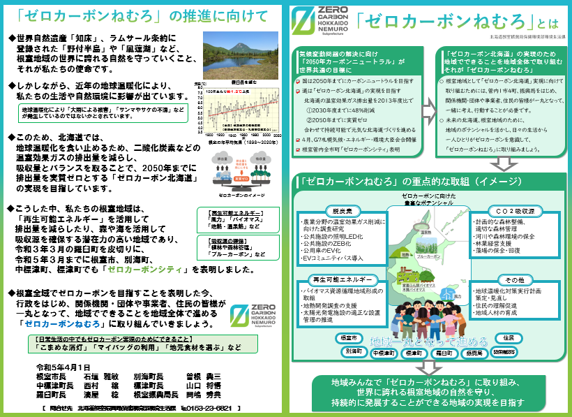 「ゼロカーボンねむろ」共同メッセージ